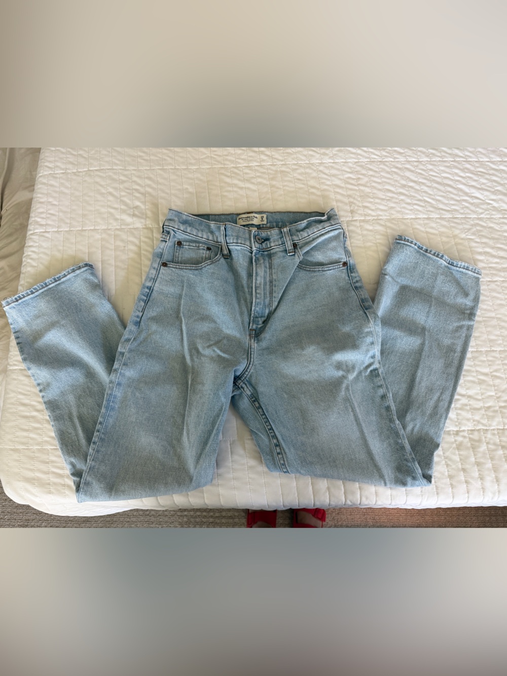 Abercrombie & Fitch Light Blue Ultra High Rise Ankle Straight Jeans